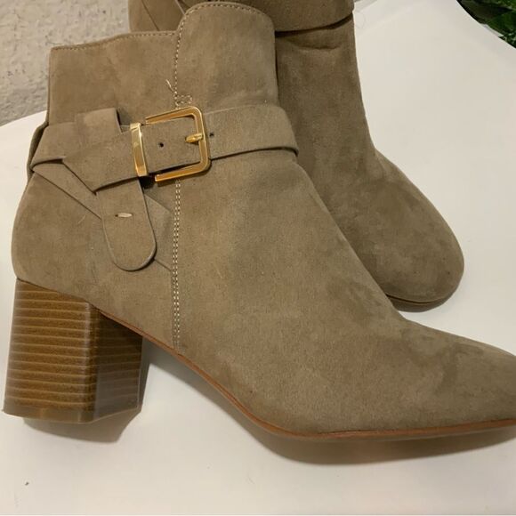 Kelly & Katie ankle boots buckle zip tan suede women size 8 - Picture 10 of 12